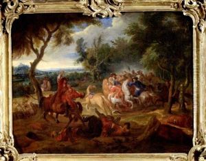 Reitergefecht Am Rande Eines Waldes by Jean-Baptiste Martin