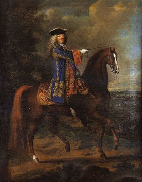 Portrait Equestre D'un Militaire Devant Une Ville Assiegee - view 1