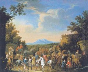 Scene De Convoi Avec Cavalier by Jean-Baptiste Martin