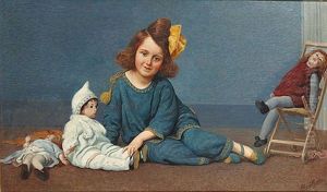 Fillette Et Poupees by Alexandre Louis Martin