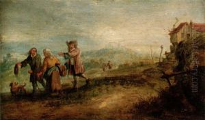 A Landscape With Travellers Near A Dwelling by Andreas Martin