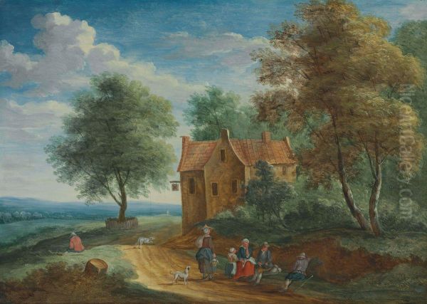 Two Travellers Resting Near A River - view 1