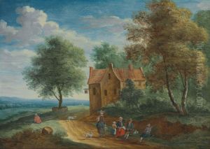 Two Travellers Resting Near A River by Andreas Martin