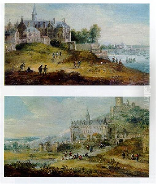 Riverlandscape With Castles, Shipping And Travellers - view 1
