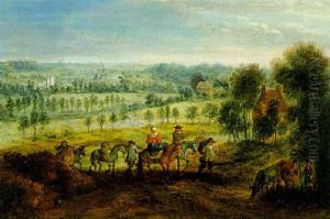 Reisenden In Einer Bewaldeten Landschaft Reisenden In Einer Bewaldeten Landschaft