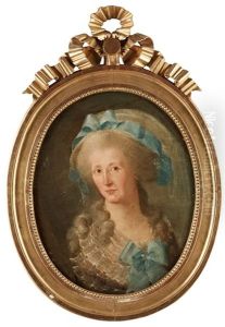 Damportratt, Brostbild Av Dam Gra Klanning Med Blaa Band, Mojligen Forestallande Henriette Hertz thumbnail