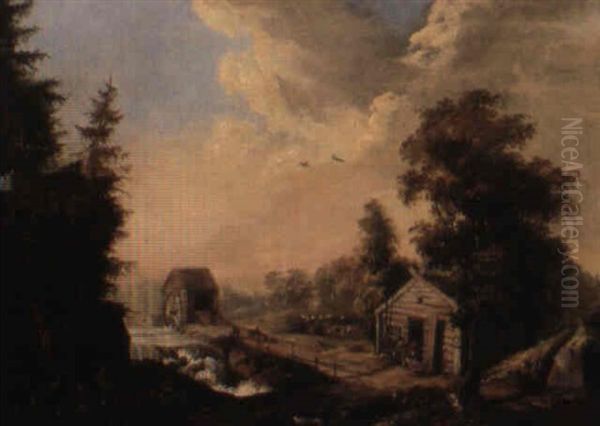 Landskap Med Fors, Kvarn Och Figurer - view 1