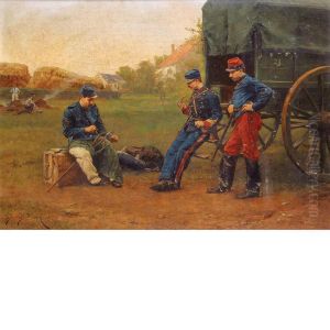 Soldiers Breaking by Etienne Prosper Berne-Bellecour