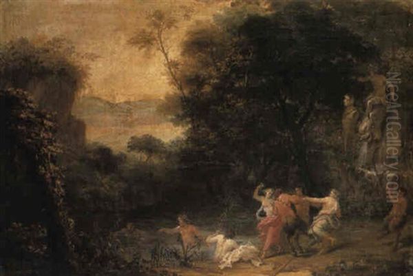 A Wooded Landscape With Cavorting Nymphs And Satyrs - view 1