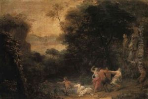 A Wooded Landscape With Cavorting Nymphs And Satyrs