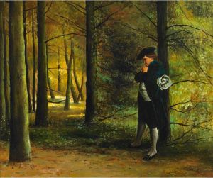 Gentleman Caller Waiting In A Forest Lane by Etienne Prosper Berne-Bellecour
