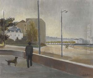 Spazierganger Mit Hund In Genf