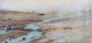 Barques Sur La Greve A Maree Basse by Henry Martin
