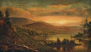 Sunset Over A River by Homer Dodge Martin