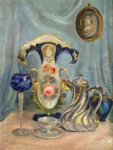 Nature Morte Au Vase En Porcelaine