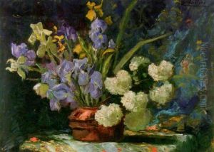 Pivoines Blanches Et Iris Bleus Pivoines Blanches Et Iris Bleus