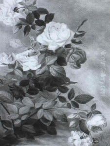 Stilleben Mit Rosen Vor Landschaftshintergrund Stilleben Mit Rosen Vor Landschaftshintergrund