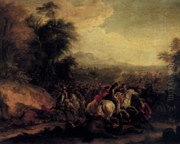 A Cavalry Engagement In A Landscape - view 1