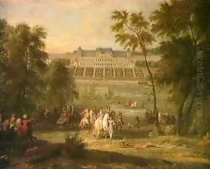 Vue Du Chateau De Saint Germain En                          Laye Avec Le Depart Pour La Chasse