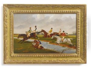 Saddling Up, Neck And Neck, Crossing The Brook, And Over The Wall: A Group Of Four Paintings