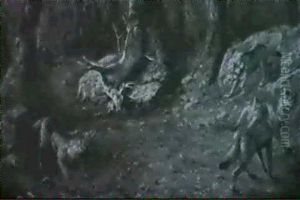 Wolves Circling A Dead Stag by Thomas Mower Martin