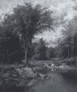 Cattle Watering In A Stream