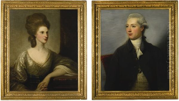 Martin_portrait Of Sir John Belsches Wishart, Later Stuart, 3rd Bt. (1752-1821), Half-length, Seated, Wearing A Grey Coat With The Order Of Novascotia; And His Wife, Lady Jane Leslie Melville (1753-1829), Wearing A Green Dress Edged Wit - view 1