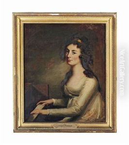 Portrait Of Janet Hunter, Half-length, In A White Dress, Seated At A Piano