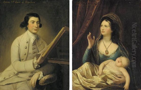 Portrait Of James, 3rd Earl Of Hopetoun, In A Cream Suit, Seated At A Desk Reading - view 1