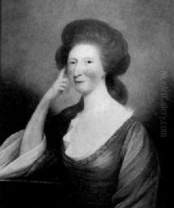 Portrait Of A Lady Wearing A Blue Dress, Her Arm Resting On A Table Portrait Of A Lady Wearing A Blue Dress, Her Arm Resting On A Table