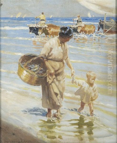 Madre E Hijo Paseando Por La Playa - view 1