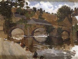 Lavanderas En El Rio by Enrique Martinez Cubells y Ruiz