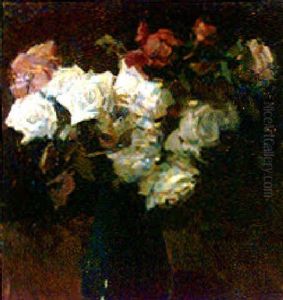 Florero De Rosas by Enrique Martinez Cubells y Ruiz