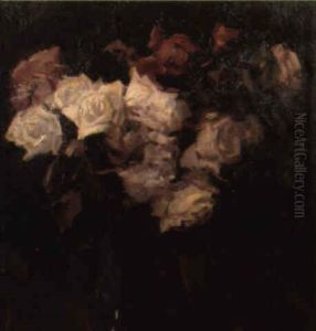 Florero Con Rosas by Enrique Martinez Cubells y Ruiz