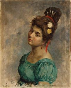 Una Joven Con Peineta by Joaquin Martinez De La Vega