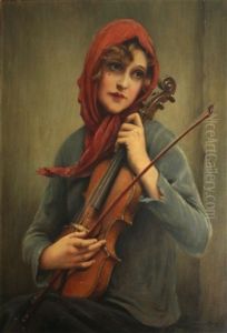 A Young Girl With A Violin by Francois Martin-Kavel