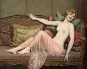 Junge Frau Auf Dem Divan