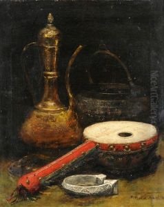 Stillleben Mit Saiteninstrument, Kaffeekanne Und Armreif by Francois Martin-Kavel