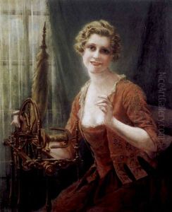 Jeune Femme Au Rouet by Francois Martin-Kavel