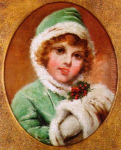 Young Beauty With Ermine Shawl And Holly