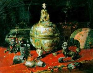 Stilleben Mit Chinesischer Dose by Francois Martin-Kavel