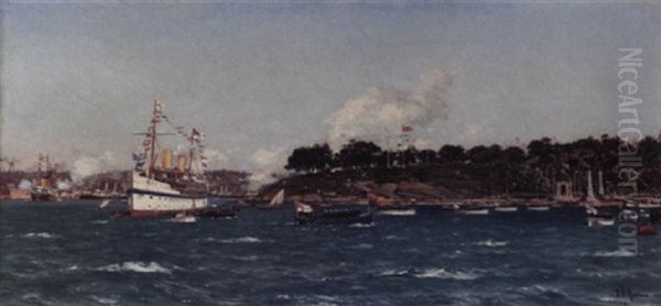 The Chartered Royal Yacht "ophir" Disembarking Their Royal Highnesses The Duke And Duchess Of York In Sydney Harbouron 6th May 1901 - view 1