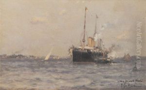 A Steamer Of The Orient Line Taking On Passengers