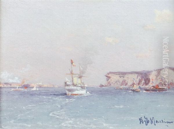 The Royal Yacht "ophir" Approaching A Port During Her 1901 World Tour - view 1