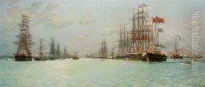 The Royal Review Of The Fleet by Edoardo de Martino