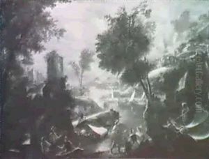 Paesaggio Fluviale Con Figure by Gaetano Martoriello