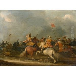 Un Choc De Cavalerie by Jan de Martszen the Younger