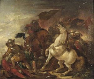 Gefecht Zwischen Landsknechten Und Reitern by Jan de Martszen the Younger