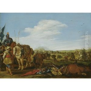 Cavaliers Surveying The Aftermath Of A Battle by Jan de Martszen the Younger