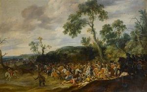 An Extensive Landscape With A Cavalry Engagement And Heavily Armoured Cavalry Beyond An Extensive Landscape With A Cavalry Engagement And Heavily Armoured Cavalry Beyond